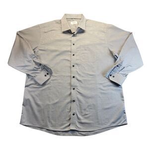 Eton Classic Twill Shirt Mens Size XL 47‎ x 18.5 Cotton Gray Dress Shirt